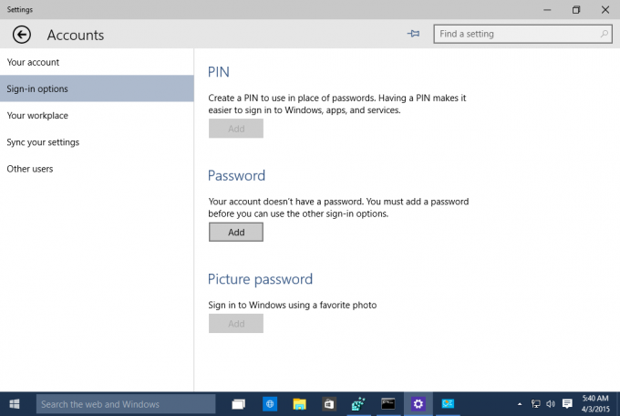 Windows10パスワード設定アプリの変更