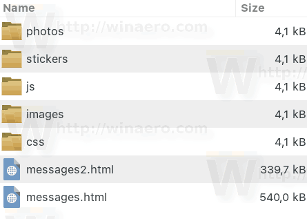 Telegram Esporta i file della cronologia delle chat