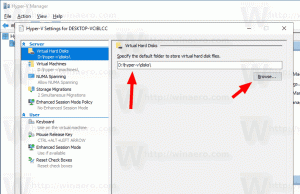 Endre Hyper-V Virtual Hard Disks-mappe i Windows 10