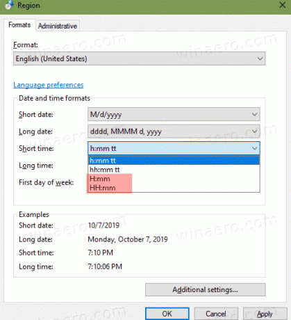 Windows 10 Aktivitetsfältklocka 24-timmarsformat klassisk applet