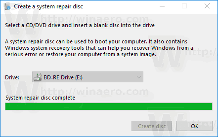 Диск за възстановяване на системата Windows 10