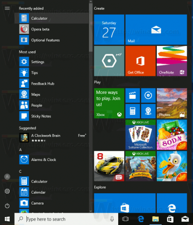 Klasikinis skaičiuotuvas „Windows 10“ pradžia