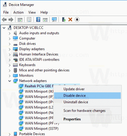 Windows 10 Zakázat síťový adaptér