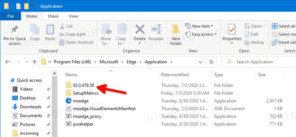 Folder Edge în File Explorer