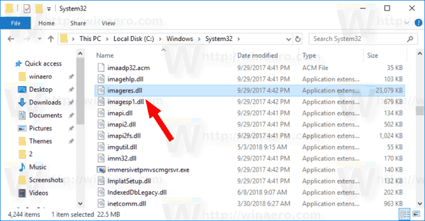 Windows 10 Imageres.dll -tiedosto