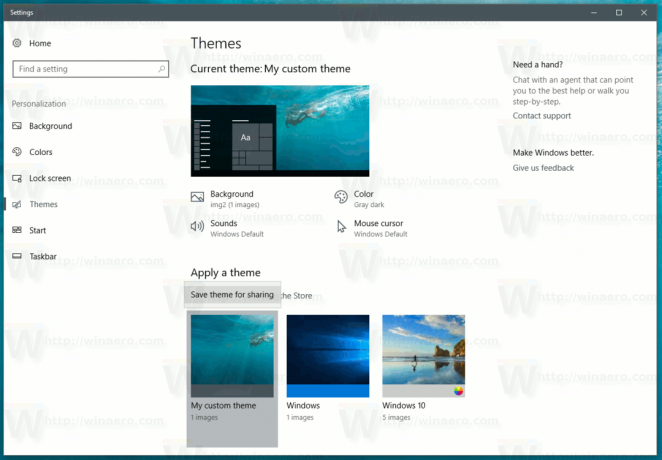 Windows 10 Shrani kot Deskthemepack