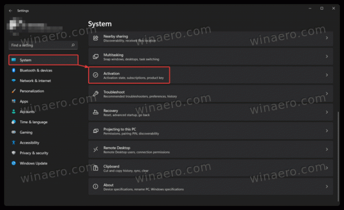 Windows11設定システムアクティベーション