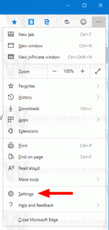 Voce di menu Impostazioni Microsoft Edge Chromium