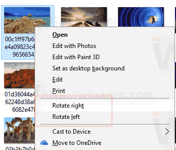 Windows 10 Kontextová ponuka otočenia obrázka