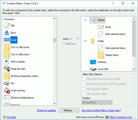 電子メールのコンテキストメニューを追加するWindows10 Cmt