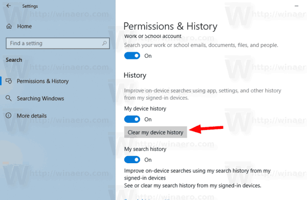 Windows 10 امسح سجل بحث جهازي