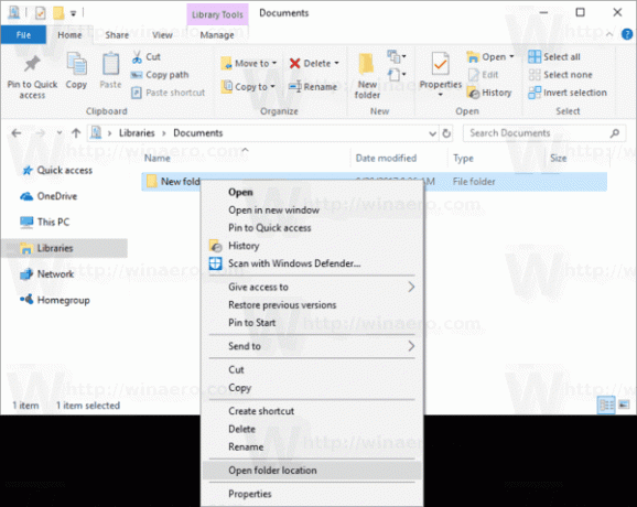 Windows 10 Bibliotek Åbn mappeplacering
