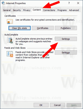 Windows 10 Možnosti Internetu karta Obsah