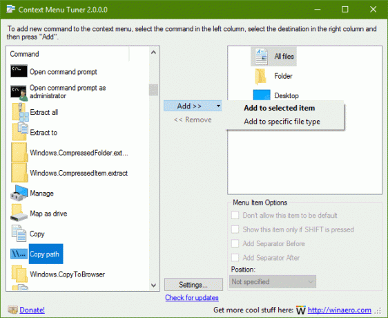 Adicionar qualquer comando da faixa de opções ao menu de contexto no Windows 10