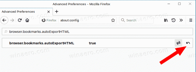 Firefox Reset AutoExport Bookmarks Opcija