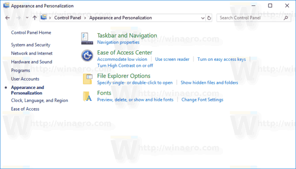 Apparence et personnalisation par défaut Windows 10