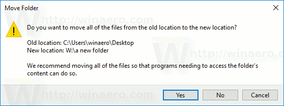 Windows 10 Μετακίνηση φακέλου επιφάνειας εργασίας