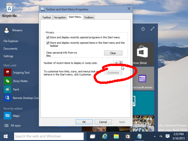 Prilagodite meni Start Windows 10