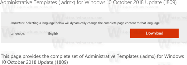 Windows 10 1809 관리 템플릿