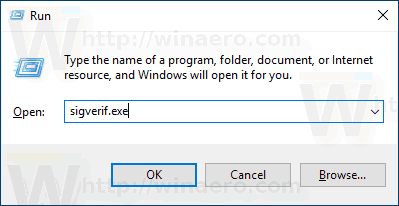 Jalankan Sigverif Windows 10
