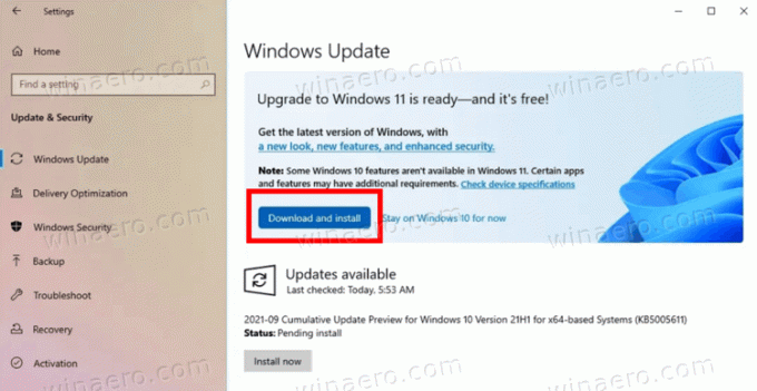 Nastavení Windows 11 Windows Update