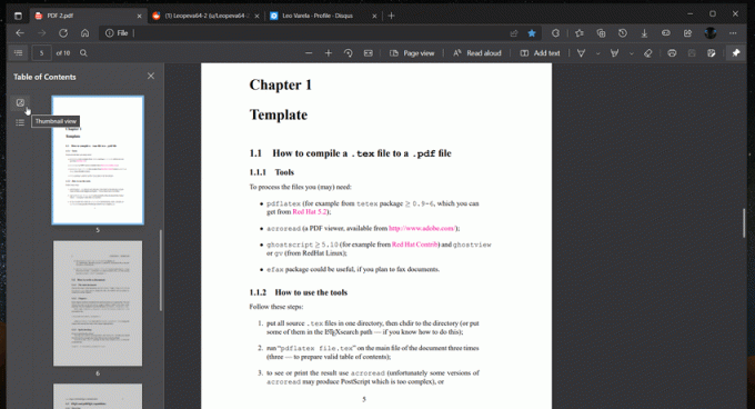 Edge Page miniatűrök a PDF Viewerben