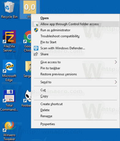 Zezwalaj aplikacji przez menu kontekstowe kontrolowanego dostępu do folderów