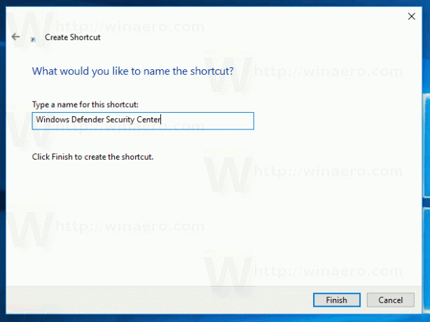 Opret Defender Security Center-genvejsnavn