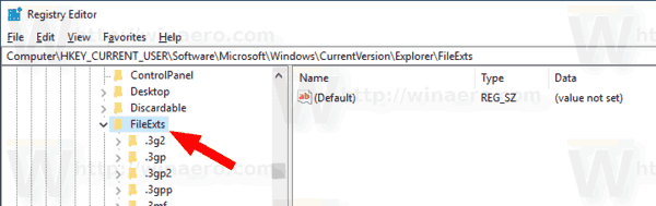 Windows 10 FileExts atslēga