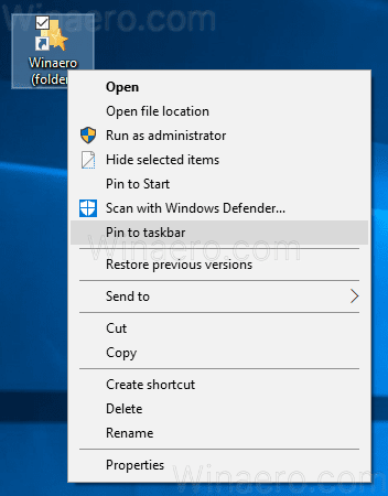 Windows 10 הצמד תיקיה לשורת המשימות 