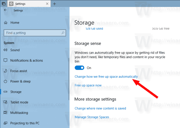 Storage Sense Link Windows 10