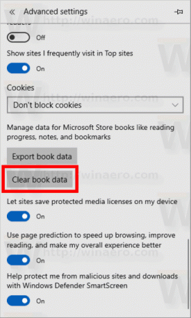 Cancella i dati del libro in Microsoft Edge