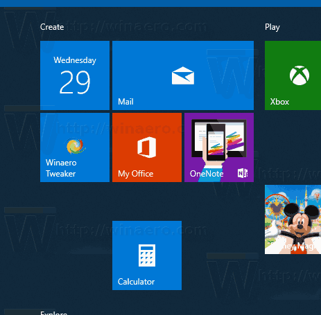 Windows10新しいタイルグループ2を作成する