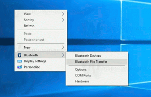 დაამატეთ Bluetooth კონტექსტური მენიუ Windows 10-ში