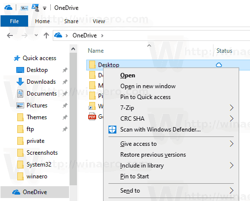 Windows 10 Odstranite dodatne ukaze Onedrive