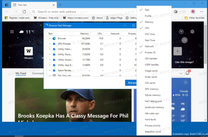Microsoft Edge Browser Task Manager