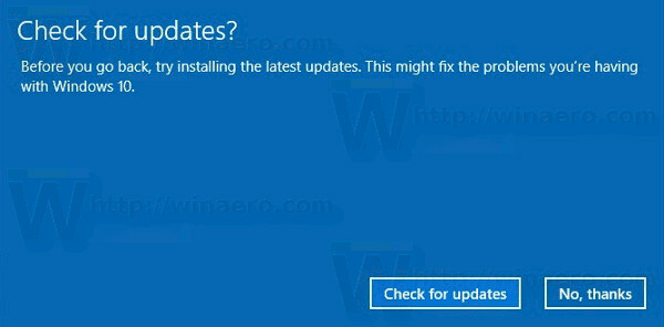 Windows 10 Creators Update-ის დეინსტალაცია, შეამოწმეთ განახლებები