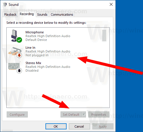 Windows 10 Alterar dispositivo de entrada de som padrão 2