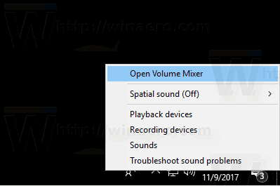 Windows 10 Отворете Sound Mixer