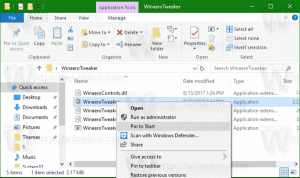Usuń Pin, aby uruchomić menu kontekstowe w systemie Windows 10