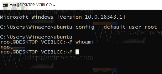 Windows 10 WSL spustit Distro jako root