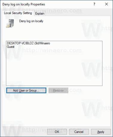 Windows 10Secpolがローカルでログオンを拒否8