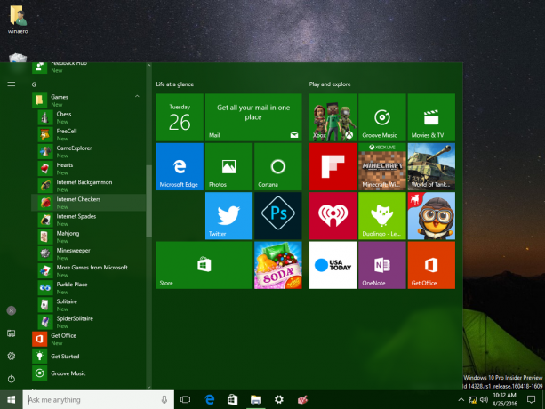 Windows 10 თამაშები Windows 7-დან Start მენიუში