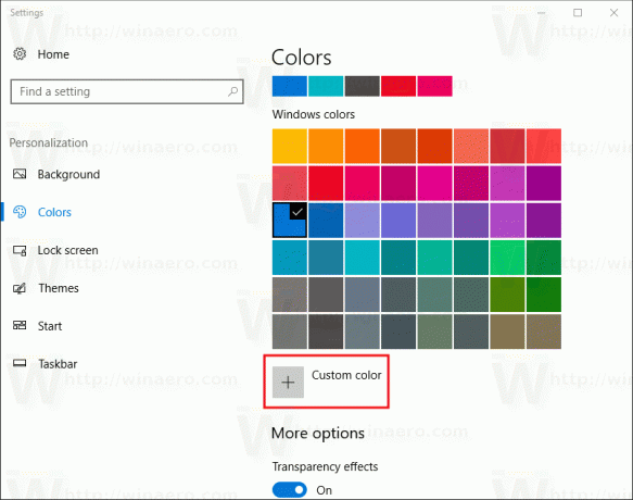 Windows 10 დაამატეთ მორგებული ფერი