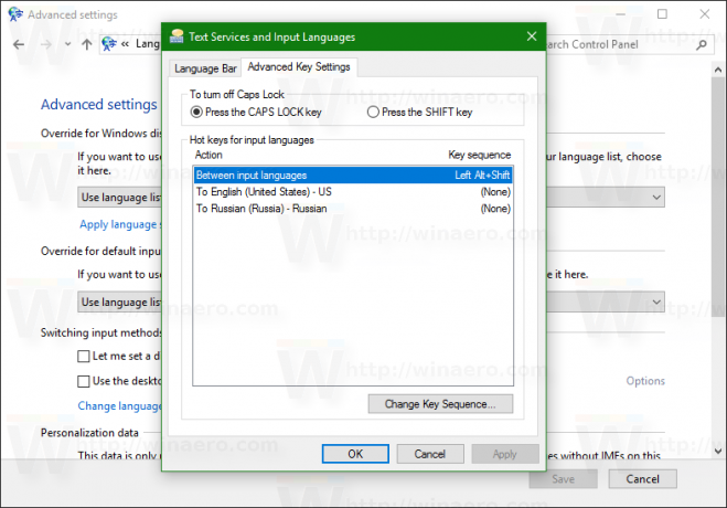 تطبيق صغير اللغة في windows 10 تغيير مفاتيح الاختصار