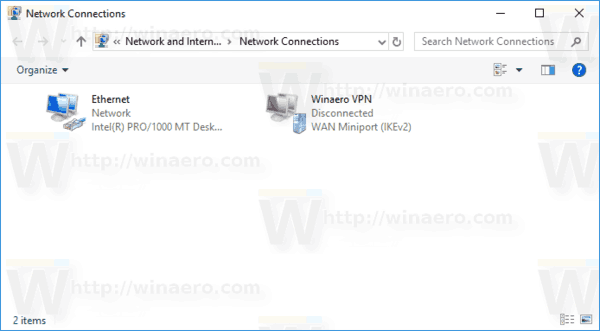 VPN Windows 10이 있는 네트워크 연결 폴더