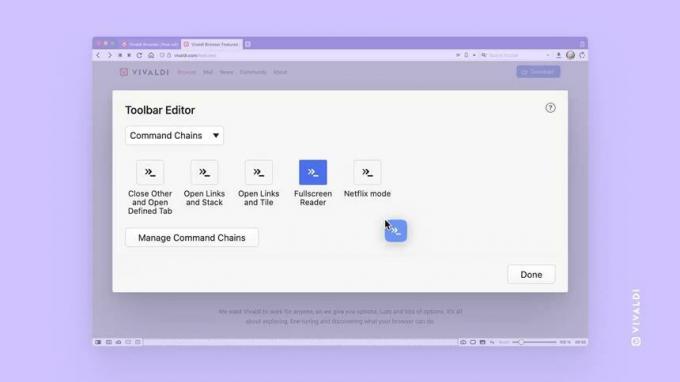 Vivaldi 5 3 Muokkaa työkalupalkin komentoketjua
