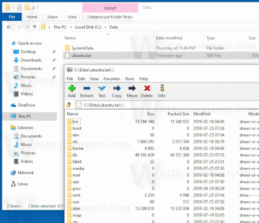 Distribuição WSL exportada para Windows 10