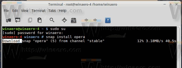 Linux Nainstalujte Opera Snap