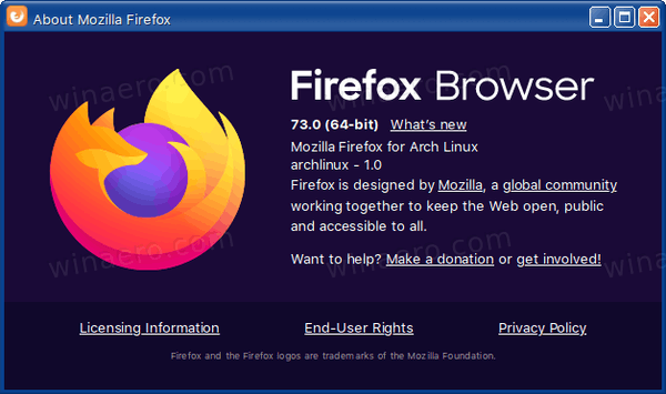 O aplikaci Firefox 73